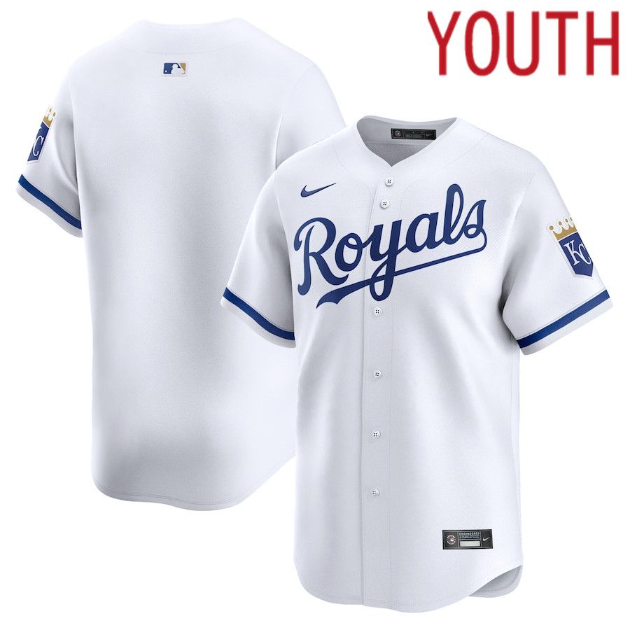 Youth Kansas City Royals Nike White Home Limited MLB Jersey->customized mlb jersey->Custom Jersey